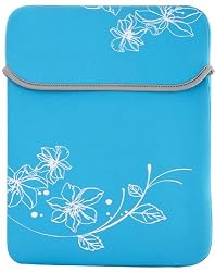 8 - 10.1 inch Sky Blue Blossom Floral Neoprene Netbook Laptop Sleeve Slip Case Pouch Bag for iPad, Acer, ASUS, Dell, HP