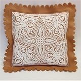 Hungarian Great Plain Motif Pillow in White on Latte