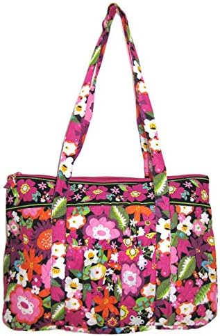 Quilted Large Tote Overnighter Bag (Pink/ Black)
