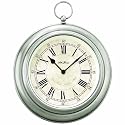 Seth Thomas Hunter Silver Tone Metal Case with Off-White Dial Antique Pocket Watch Design Round Wall or Table Clock