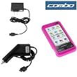 Hot Pink Durable Rubber Soft Silicone Skin Cover Case + Rapid Car Charger + Home Travel Charger for Verizon Samsung I900 I910 Omnia Smartphone