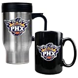 NBA Phoenix Suns Stainless Steel Travel Mug & Black Ceramic Mug Set - Primary Logo