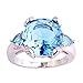 Psiroy 925 Sterling Silver Stunning Created Gorgeous Women's 12mm*12mm Round Cut Blue Topaz Amethyst Filled Ring
