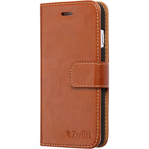 iPhone 6, 6s Wallet Case | Slim Folio Flip Faux Leather Cover with Cash and Credit Card slots | Durable and Lightweight with Kickstand | Strong Magnetic Closure | 2 Free Bonuses | Brown