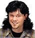 Black Red Neck Curly Mullet Adult Costume Wig