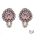 FPJ Exquisite Earrings With 2.15ctw Precious Stones - Genuine Amethysts, Clean Diamonds and Sapphires Beautifully Crafted in 14K Rose Gold. Total item weight 8.9g Length 23mm
