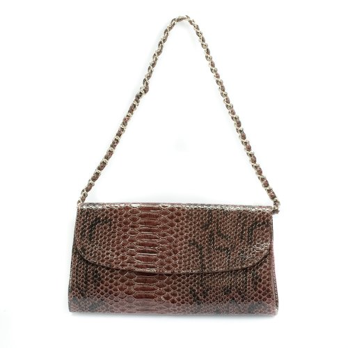 Brown Snake Evening Bag Clutch Chain Strap Purse