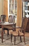 Set of 2 Dining Arm Chairs - Dark Walnut Finish