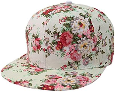 Doture Womens Flower Floral Blossom Vintage Hiphop Baseball Snapback Cap Beige