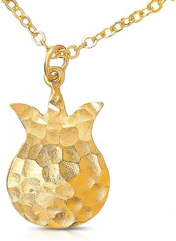 Gold Plated 14k Necklace Pomegranate Warrenty Lady Charm Fruit