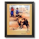 Cowboy Rodeo Clown Western Home Decor Wall Picture Black Framed Art Print
