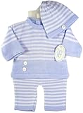 Hot Deals Baby's Trousseau Periwinkle Blue & White Striped Knit Boys Two Piece Outfit & Hat Shopping
