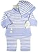 Hot Deals Baby's Trousseau Periwinkle Blue & White Striped Knit Boys Two Piece Outfit & Hat Shopping