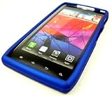 Verizon Motorola Droid RAZR 4G LTE Accessory - Blue Rubberized Designer Protective Hard Case Snap On Cover + MyDroid Transparent/Clear Decal