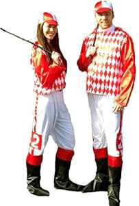Jockey Silks Red and White Costume (Standard (42-48)