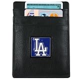MLB L.A. Dodgers Black Leather Money Clip and Business Card Holder