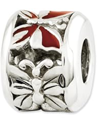 Sterling Silver Reflections Red Enameled Butterfly Bead