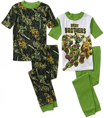 Nickolodeon Boys Teenage Mutant Ninja Turtles Pajamas, 4 Piece Sleepwear Set X-Small