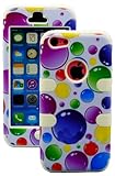 myLife (TM) White + Colorful Bubbles 3 Layer (Hybrid Flex Gel) Grip Case for New Apple iPhone 5C Touch Phone (External 2 Piece Full Body Defender Armor Rubberized Shell + Internal Gel Fit Silicone Flex Protector + Lifetime Waranty + Sealed Inside myLife Authorized Packaging Only) 