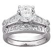 Sterling Silver Wedding Band and Engagement Ring 2-pc. CZ Set