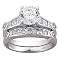 Sterling Silver Wedding Band and Engagement Ring 2-pc. CZ Set