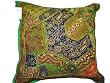 Beaded Green Zardozi Vintage Sari Decorative Green Floor Pillow Cushion Covers