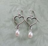 Sterling Silver Heart with Pearl Drop Earrings
