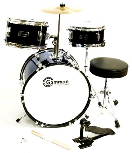 Black Complete Junior Kid's Children's Drum Set with Cymbal Stool Sticks