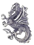 Solid Sterling Silver Dragon Brooch Pin