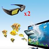ATC 2 Pair of Permeability Rate Universal Infrared Active Shutter 3D Glasses for 3D TVs compatible with Toshiba 46ZF1C; 55ZF1C;Philips 58PFL9955 with Nose piece