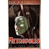 IMAGE OF Professionally Framed Metropolis Movie Fritz Lang French Poster Print - 24x36 with RichAndFramous Black Wood Frame