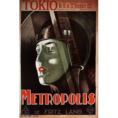 Professionally Framed Metropolis Movie Fritz Lang French Poster Print - 24x36 with RichAndFramous Black Wood Frame