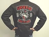Lucky 13 Born to Lose Big Bad Wolf Tattoo Black Lined Chino Jacket - Bad Boy Biker, Car Club, Punk Chino Jacket - Fully Lined