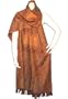Soft woolen jamavar shawl or wrap from India - Sequince work in patches - Brown and Blue