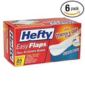 Hefty EZ Flaps Tall, 13 Gallon Kitchen Bags, 80 Count Boxes (Pack of 6)