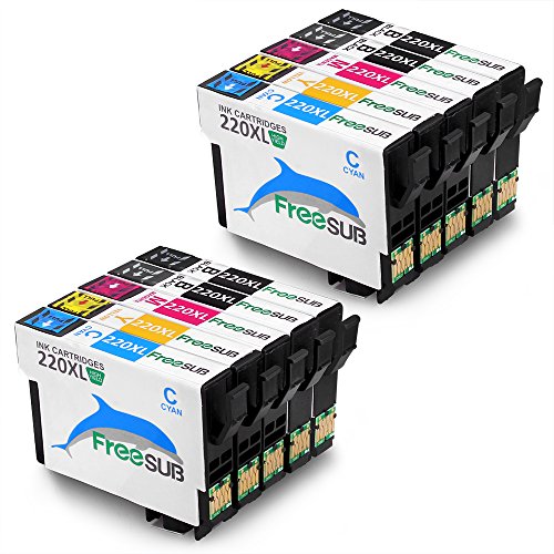 FreeSUB 2 Set+2 Black Replacement For Epson 220 Ink Cartridges High Yield Compatible With Epson