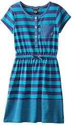 Girls  Elasticized   Waistline Striped Print Cotton/Polyester  Dress With a Bow(s)