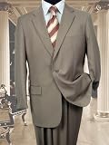 MENS SOLID COLOR TAN 1 BUTTON WOOL 2PC SUIT BY:TESSORI UOMO SUPER 150'S EXTRA FINE ITALIAN MADE.