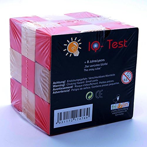 3x3x3 Snake Cube Wooden Puzzle Red &amp; Wood Checker Twisty Toy by IQ-Test