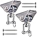 SELEWARE Set of 2 2000 lb Capacity Permanent Antirust SUS304 Silent 360Â° Swivel Swing Hangers, Heavy Duty Swing Hooks with 4 Screw for Concrete Wooden Hanging Hardware for Yoga Hammock Chair Gym Swing