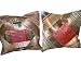 2 Red Pink Green Vintage Sari Zari Borders Toss Cushion Covers