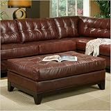 Playa Del Rey Leather Cocktail Ottoman in Cognac