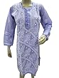 Cotton Tunic Purple Floral Chikan Embroidered Kurti Dress