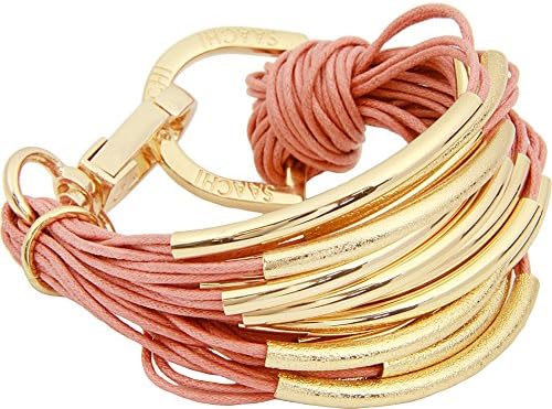 SAACHI accessories String Bracelet with Gold Brushed Tubes (Coral)