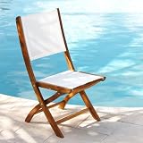 Teak Outdoor Folding Chair - White (Snow White (White)) (33H x 18W x 17D)