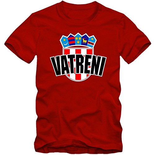 Kroatien EM 2016 #4 EM T-Shirt | Herren | HRVATSKA | Kockasti | Trikot | Nationalmannschaft, Farbe:Rot (Red L190);Größe:M