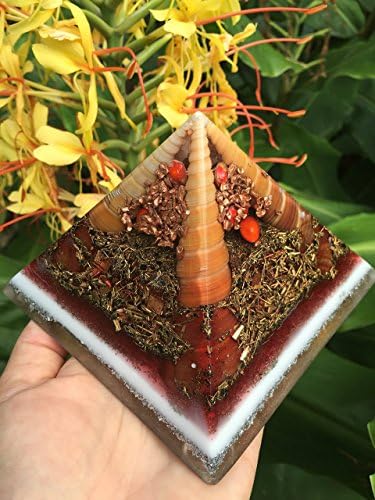 Kailua Turritella Shell, Copper, Sandalwood Seeds, Orgone Generator Pyramid (large)