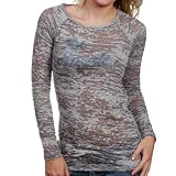 NBA Touch by Alyssa Milano Los Angeles Lakers Ladies Gray Sheer Crystal Premium Long Sleeve T-shirt (Medium)