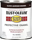 Rust-Oleum 7775502 Protective Enamel Paint Stops Rust, 32-Ounce, Gloss Leather Brown
