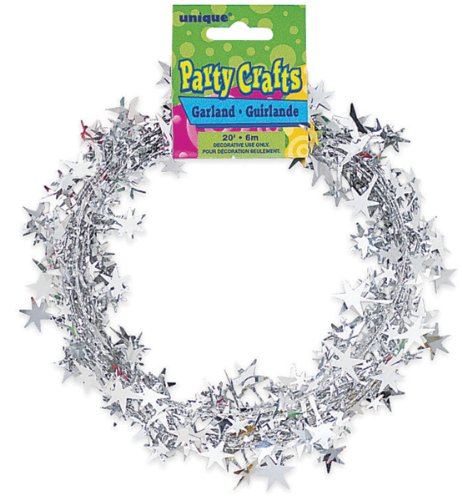 Silver Star Wire Garland 20 Feet/Pkg-